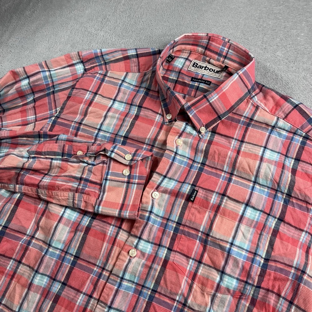 Barbour Shirt Mens Medium Pink Tailored Fit Long Sleeve Button Up Casual Classic